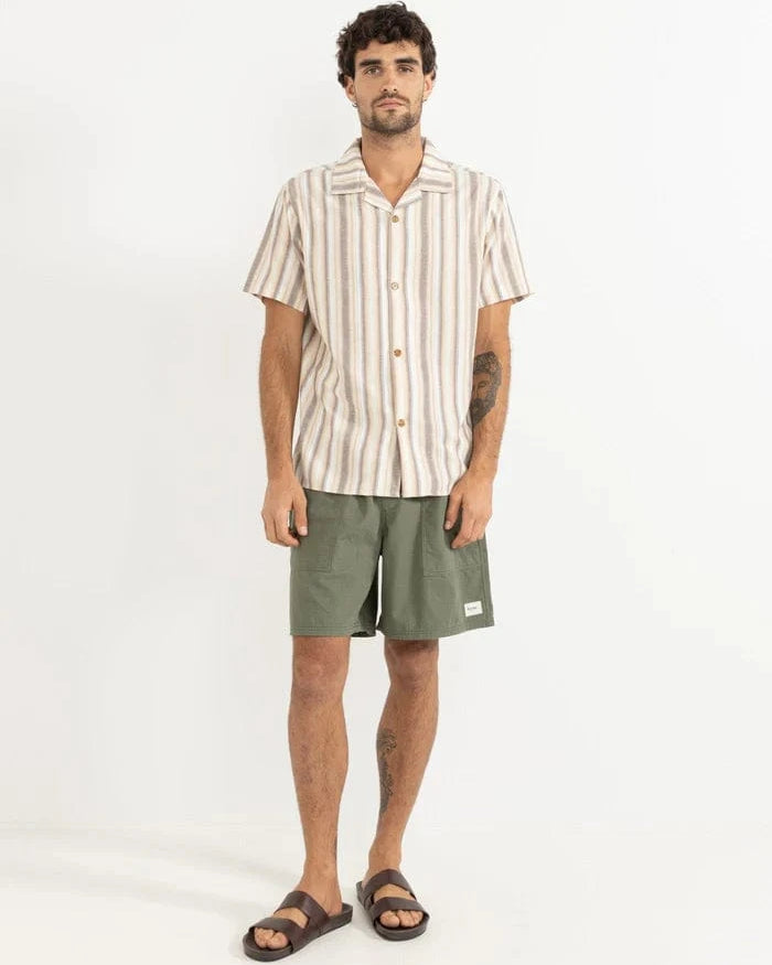 Rhythm Mens Rhythm Vacation Stripe SS Shirt - Tobacco Rhythm Vacation Stripe SS Shirt - Tobacco Splash Swimwear Mens