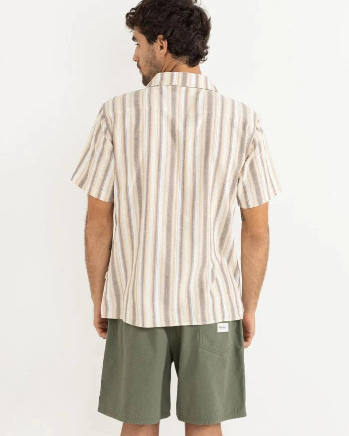 Rhythm Mens Rhythm Vacation Stripe SS Shirt - Tobacco Rhythm Vacation Stripe SS Shirt - Tobacco Splash Swimwear Mens