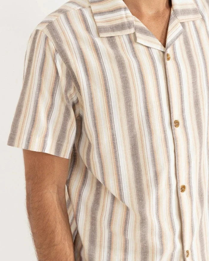 Rhythm Mens Rhythm Vacation Stripe SS Shirt - Tobacco Rhythm Vacation Stripe SS Shirt - Tobacco Splash Swimwear Mens