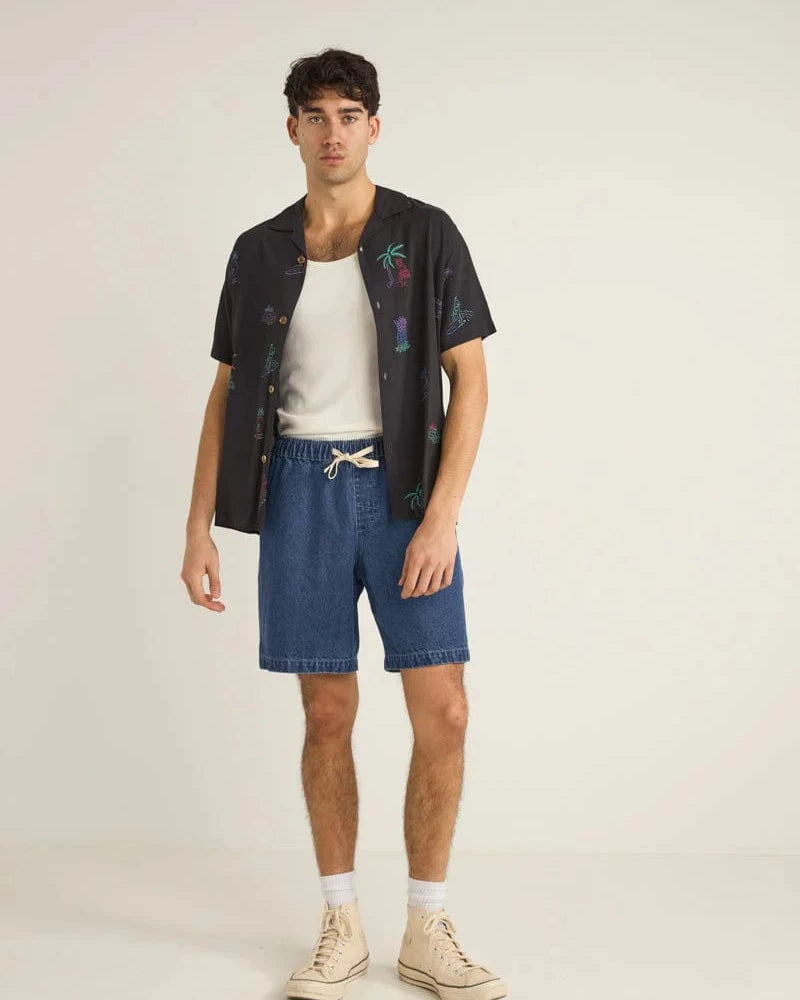 Rhythm Mens Rhythm Vibes SS Shirt - Black Rhythm Vibes SS Shirt - Black Splash Swimwear Mens