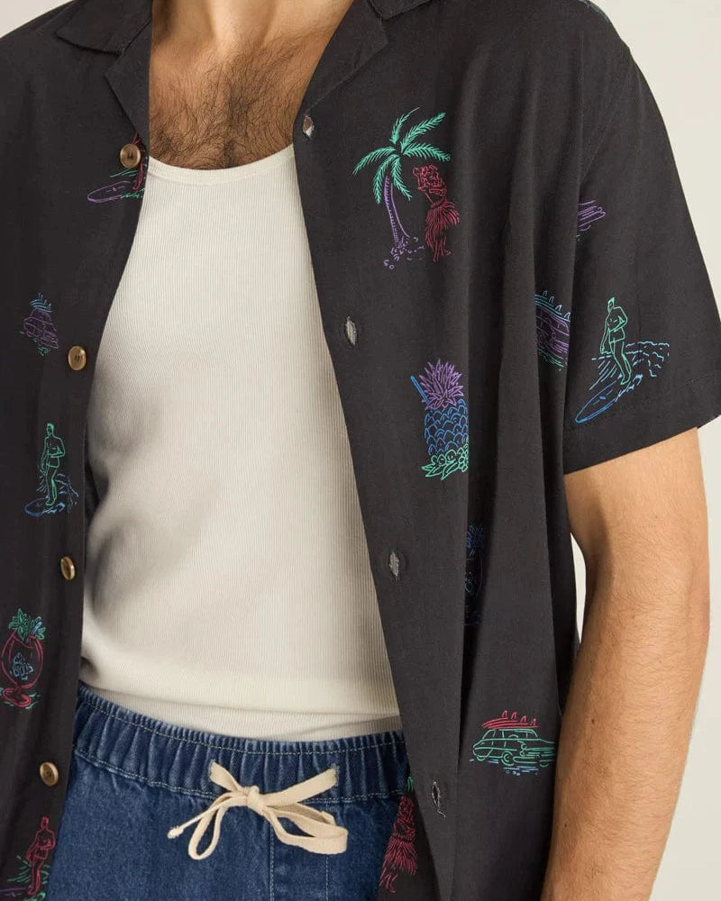 Rhythm Mens Rhythm Vibes SS Shirt - Black Rhythm Vibes SS Shirt - Black Splash Swimwear Mens