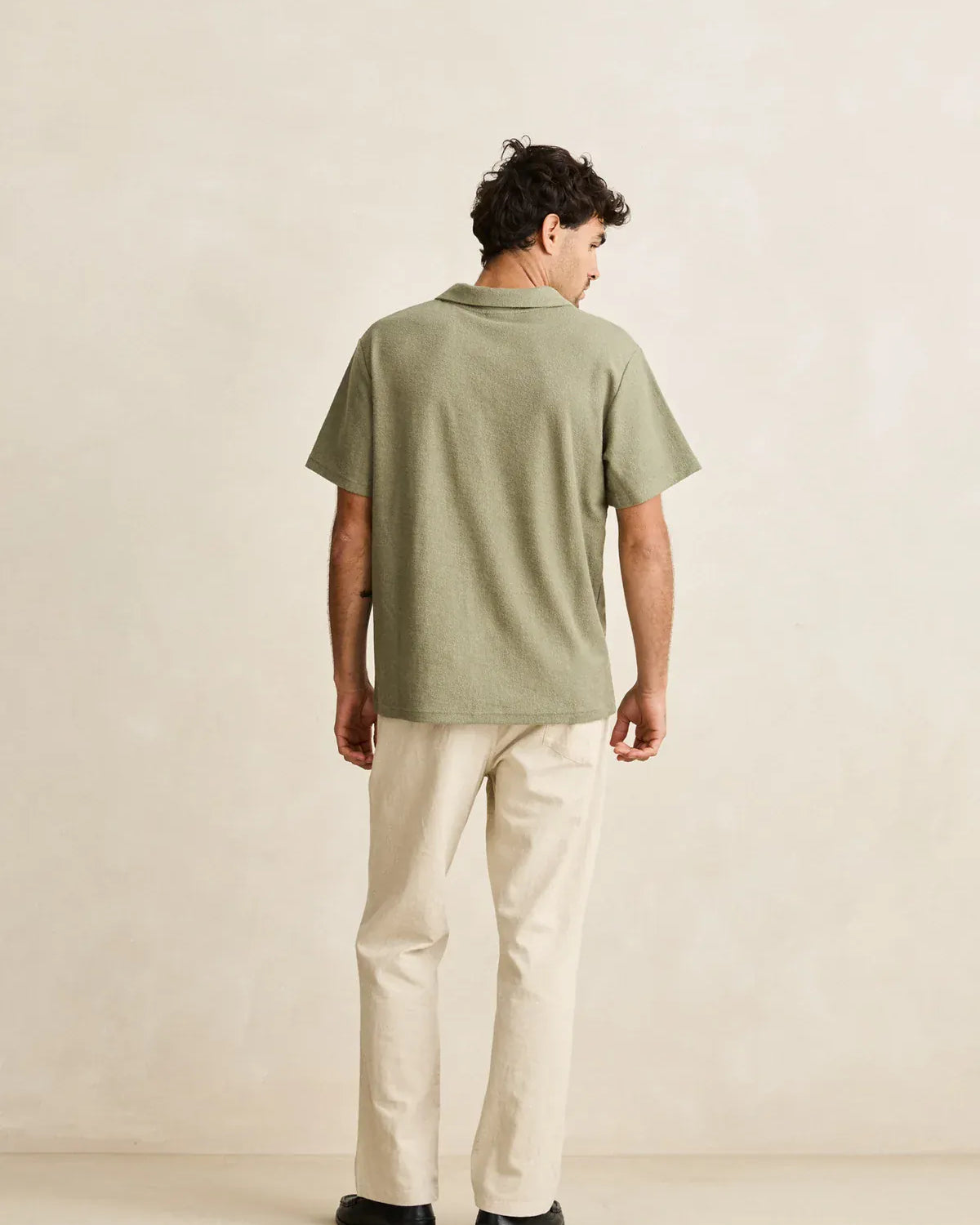 Rhythm Mens Rhythm Vintage Terry Polo - Sage Rhythm Vintage Terry Polo - Sage Splash Swimwear Mens Clothing