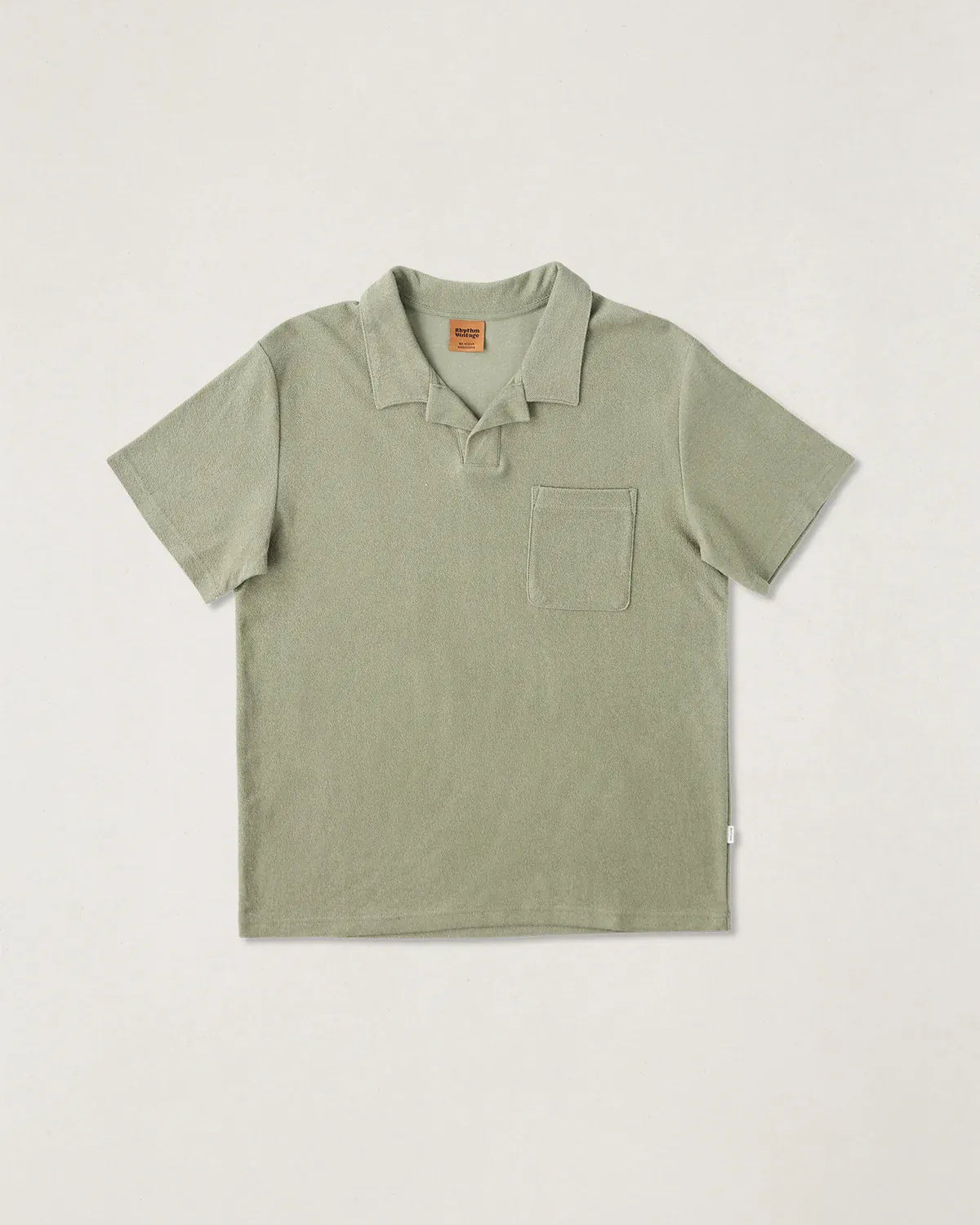 Rhythm Mens Rhythm Vintage Terry Polo - Sage Rhythm Vintage Terry Polo - Sage Splash Swimwear Mens Clothing
