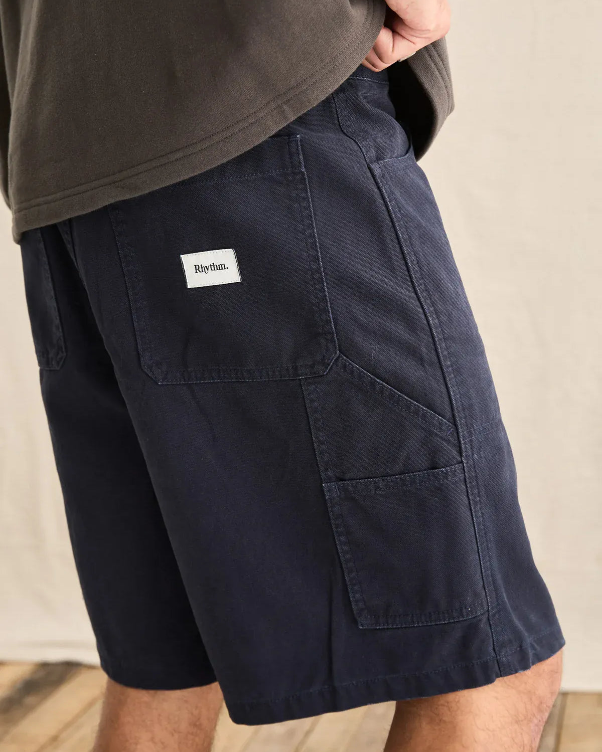 Rhythm Mens Rhythm Washed Canvas Short - Midnight Rhythm Washed Canvas Short - Midnight Splash Swimwear Mens Shorts
