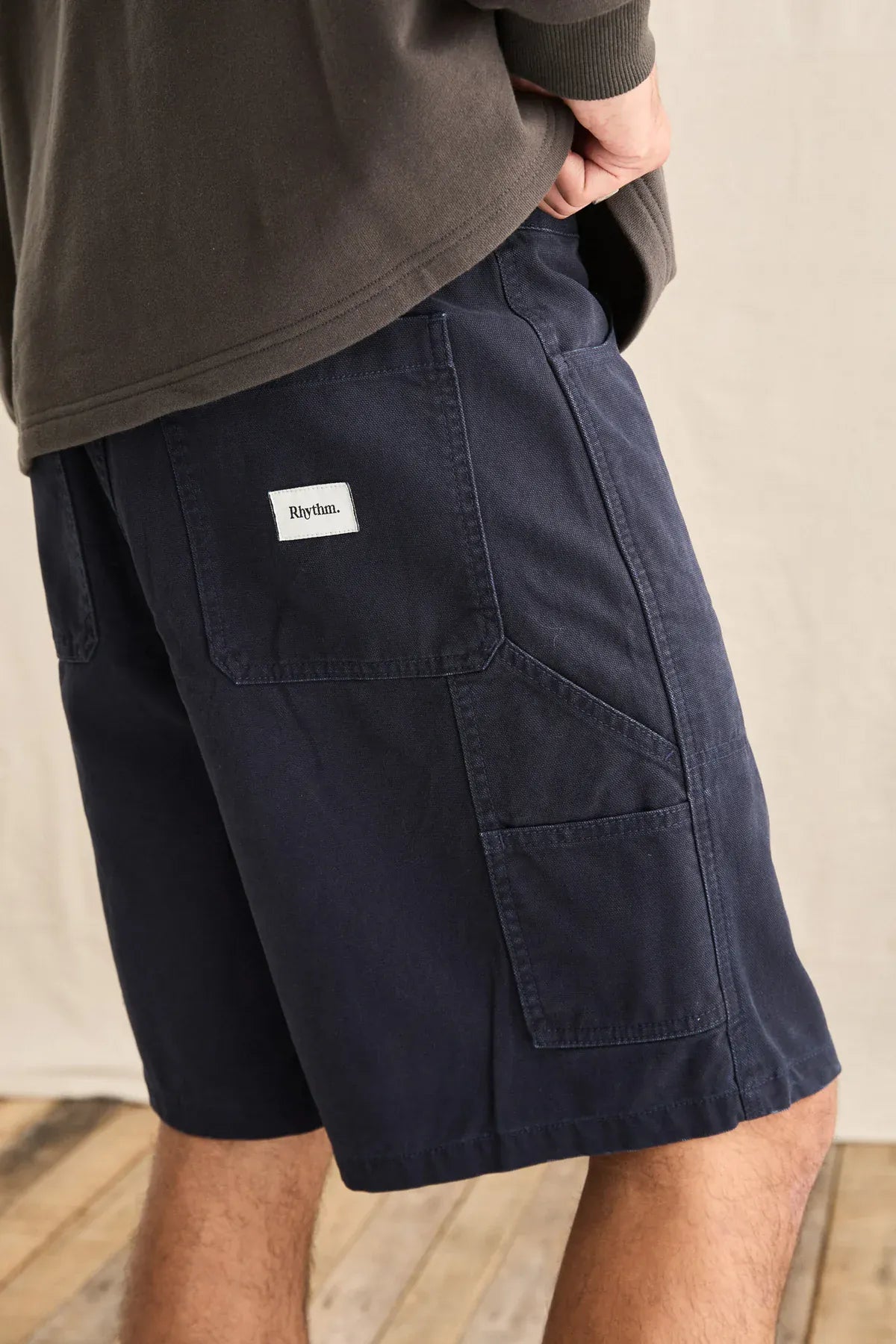 Rhythm Mens Rhythm Washed Canvas Short - Midnight Rhythm Washed Canvas Short - Midnight Splash Swimwear Mens Shorts