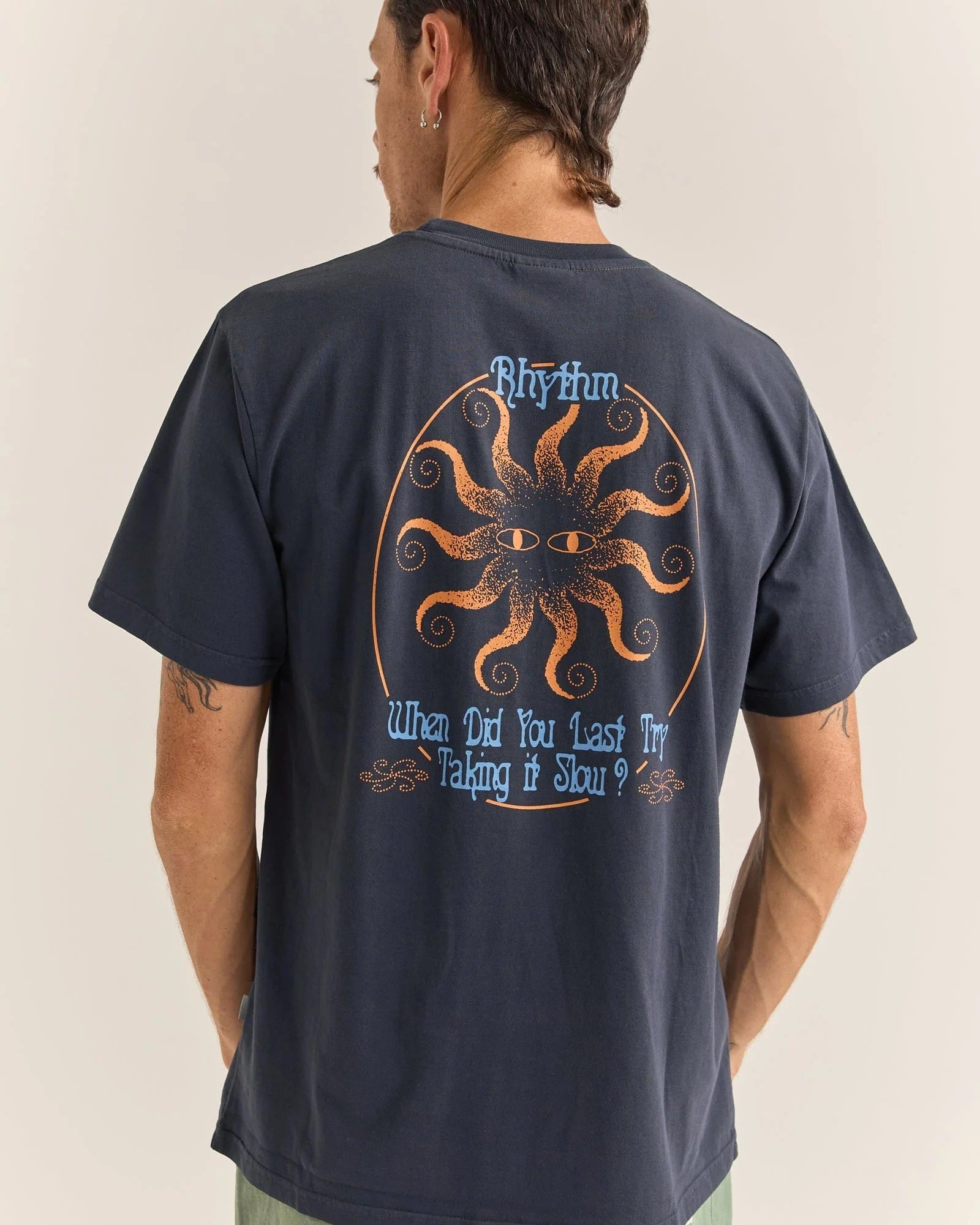 Rhythm Mens Sun Vintage Short Sleeve T-Shirt - Navy Rhythm Sun Vintage Short Sleeve T-Shirt - Navy Splash Swimwear Mens Clothing