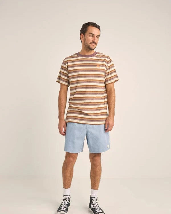 Rhythm Mens Vintage Stripe SS T-Shirt - Cedar Vintage Stripe SS T-Shirt - Cedar Splash Swimwear Mens