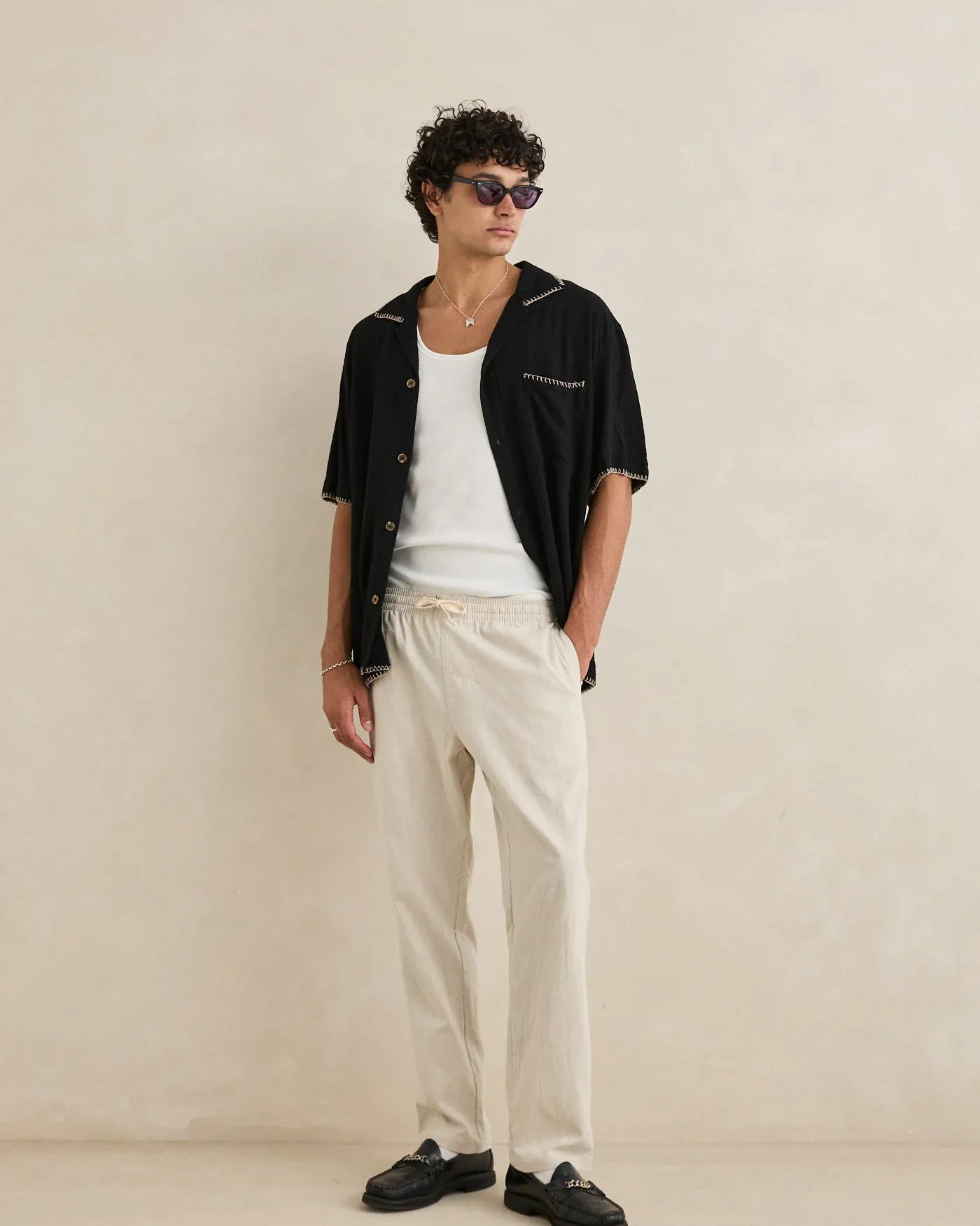 Rhythm Rhythm Linen Jam Pant Bone Rhythm Linen Jam Pant Bone Splash Swimwear Pants
