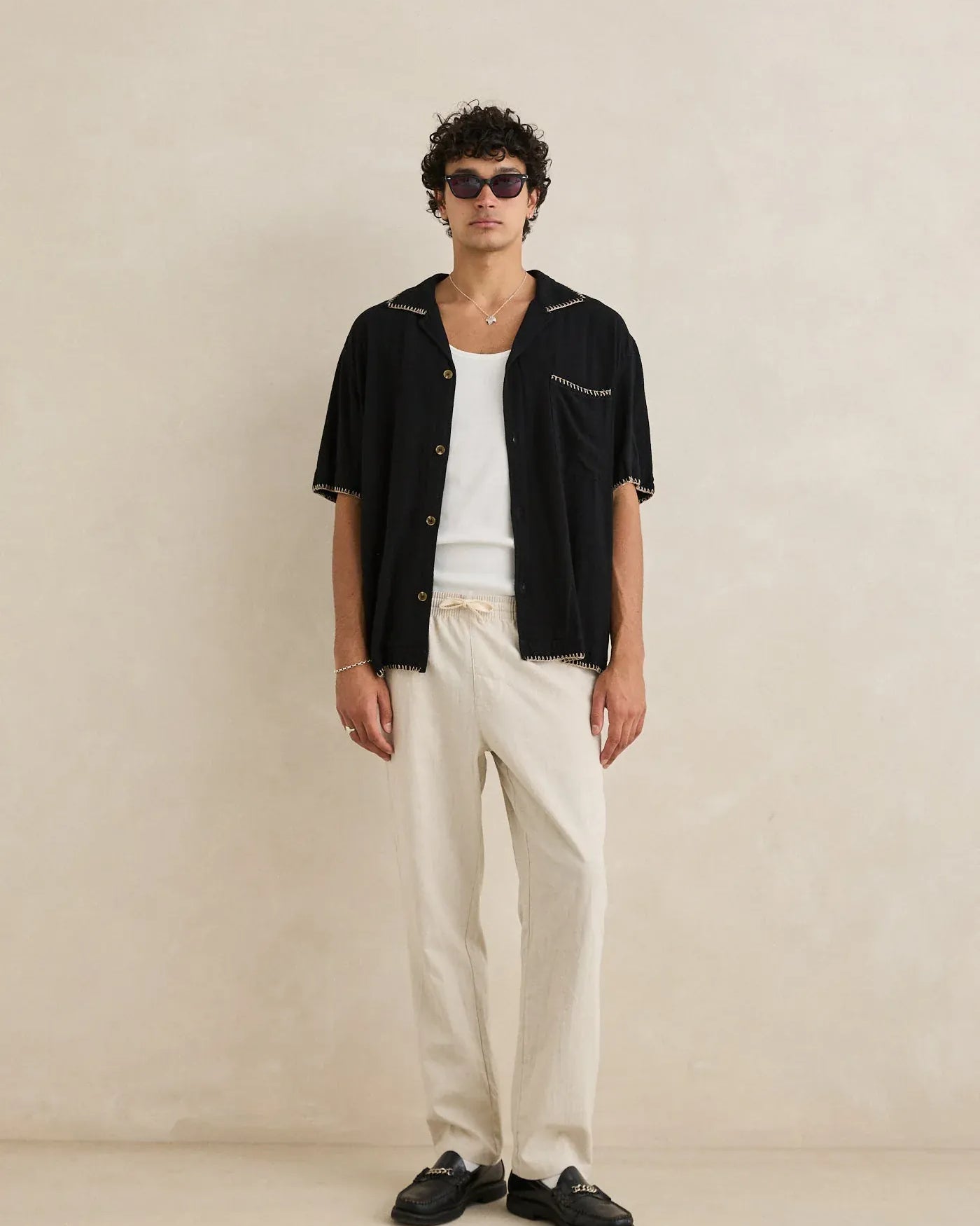 Rhythm Rhythm Linen Jam Pant Bone Rhythm Linen Jam Pant Bone Splash Swimwear Pants