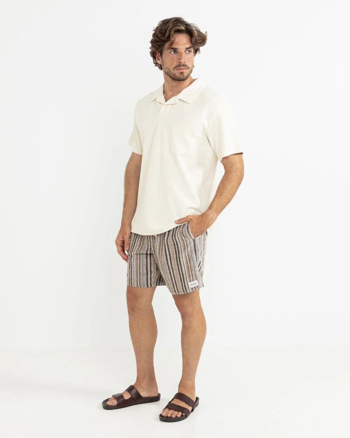 Rhythm Rhythm Vintage Terry Polo - Natural Rhythm Vintage Terry Polo - Natural Splash Swimwear Tops