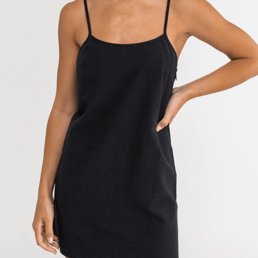 Rhythm Womens Classic Slip Dress CL22W-DR01-BLK Splash Swimwear Dresses Black / 6/XS 9360397093209