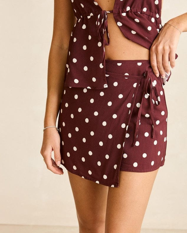 Rhythm Womens Dotti Mini Skirt - Cafe Dotti Mini Skirt - Cafe Splash Swimwear