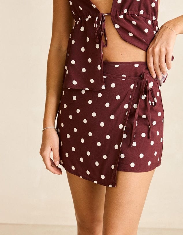 Rhythm Womens Dotti Mini Skirt - Cafe Dotti Mini Skirt - Cafe Splash Swimwear