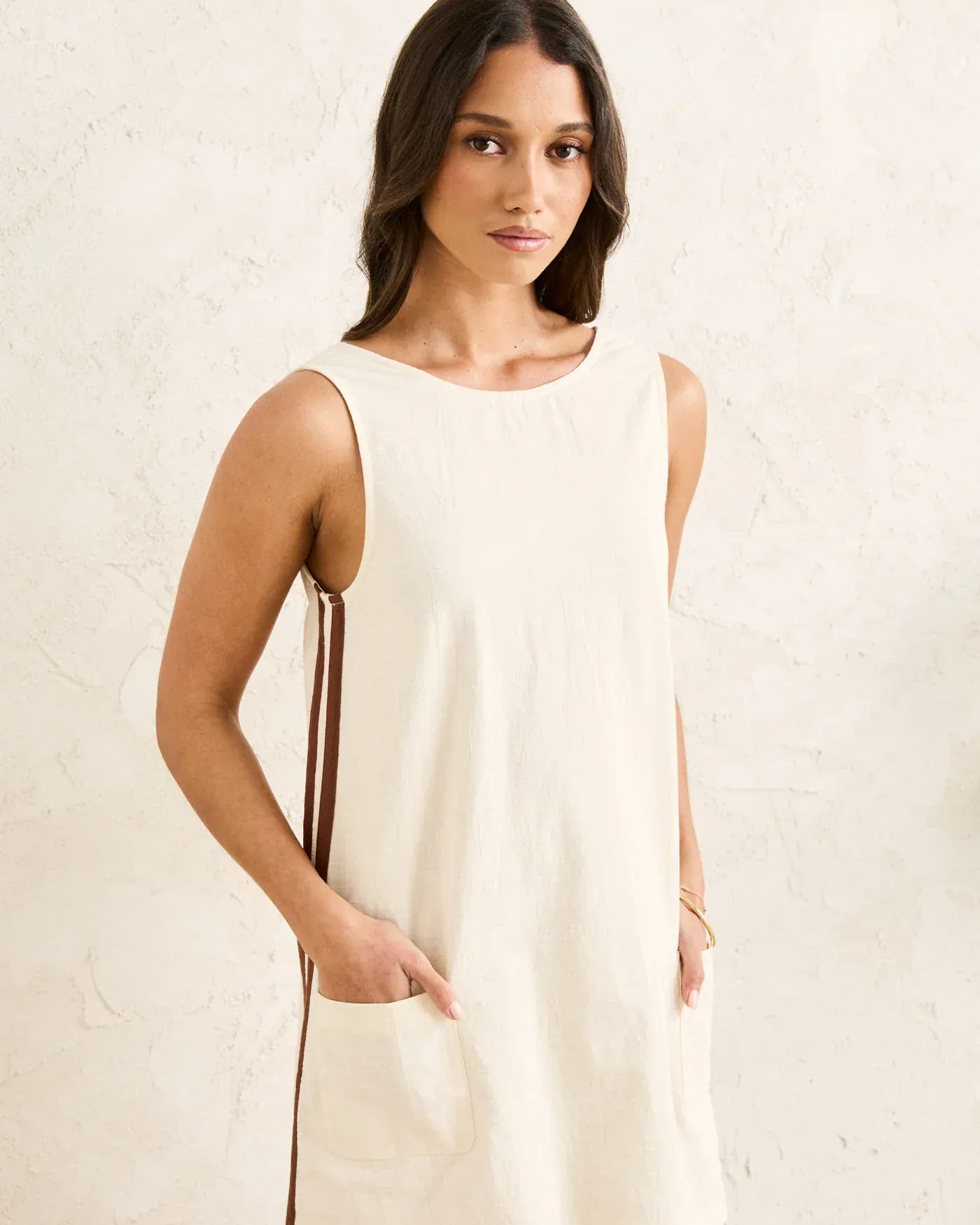 Rhythm Womens Hanalei Mini Dress - Cream Hanalei Mini Dress - Cream Splash Swimwear