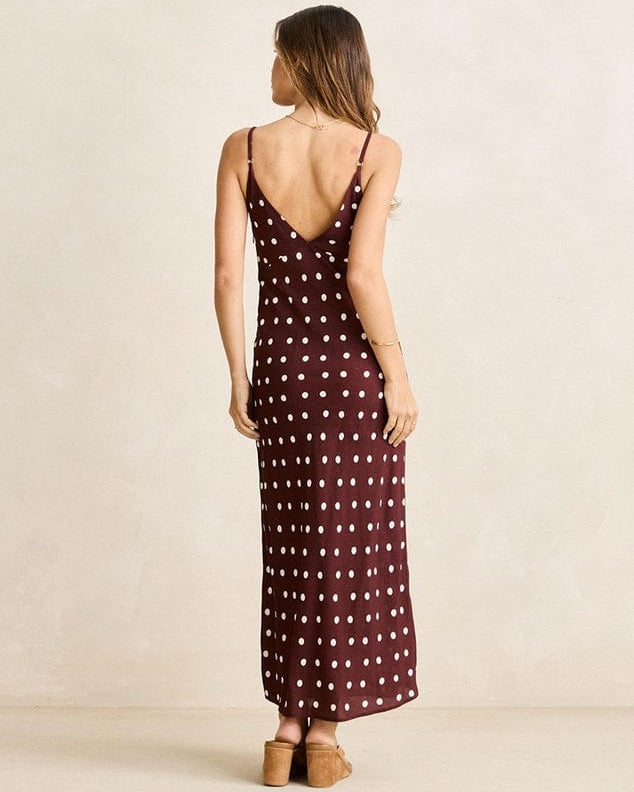 Rhythm Womens Polka Dot Bias Midi Dress - Cafe Polka Dot Bias Midi Dress - Cafe Splash Swimwear