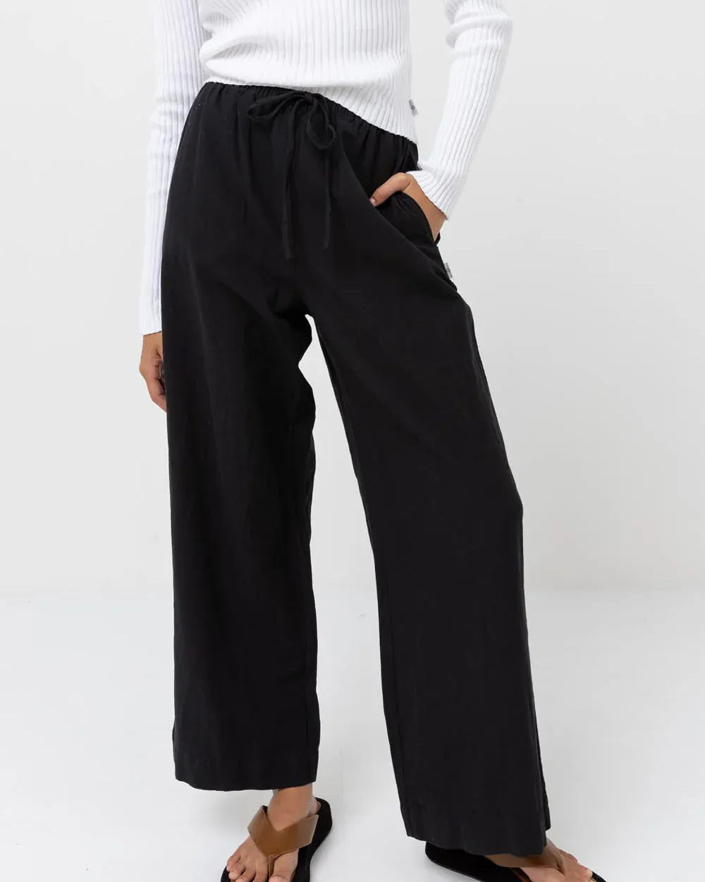 Rhythm Womens Rhythm Classic Drawstring Pant - Black Rhythm Classic Drawstring Pant - Black Splash Swimwear Womens Pants