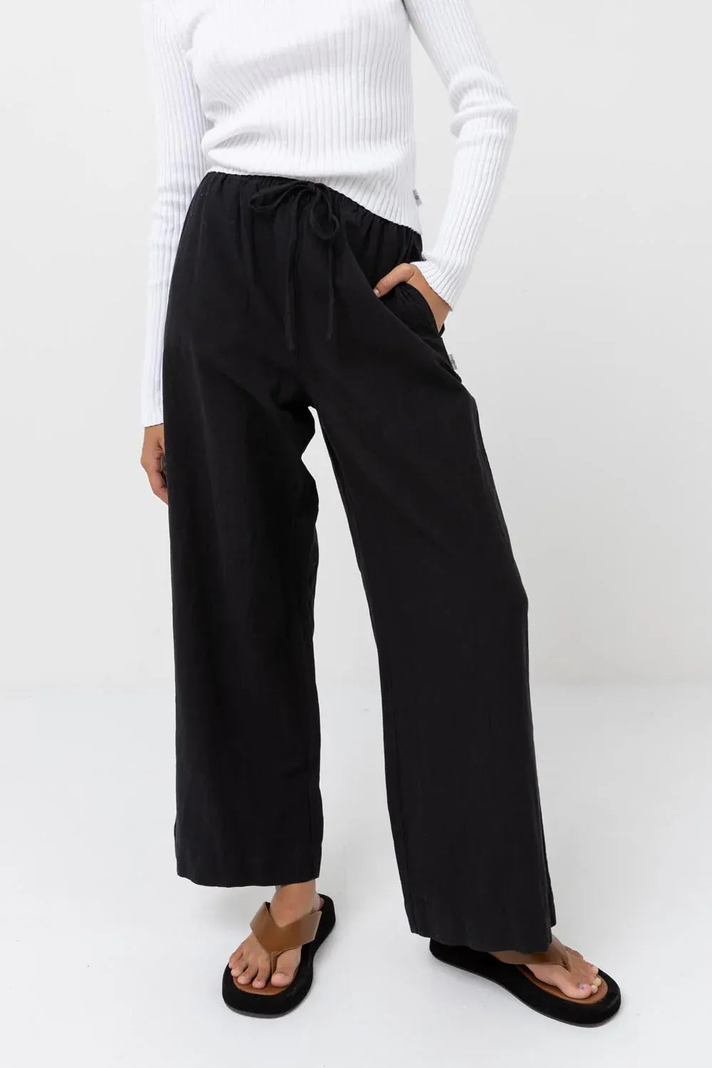 Rhythm Womens Rhythm Classic Drawstring Pant - Black Rhythm Classic Drawstring Pant - Black Splash Swimwear Womens Pants