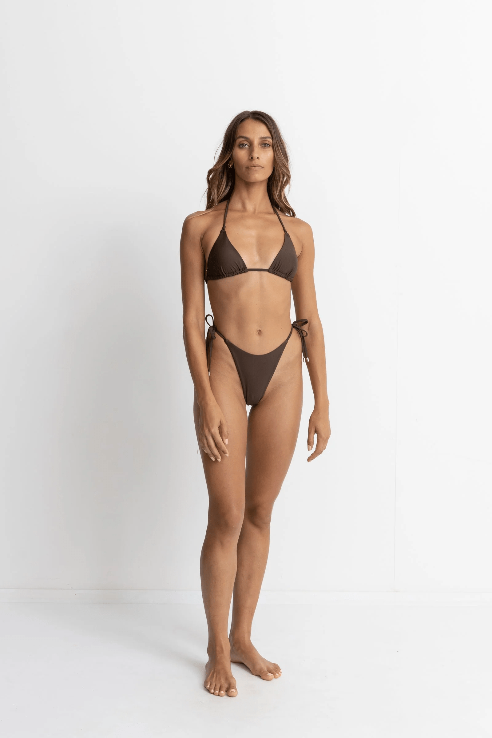 Rhythm Womens Rhythm Classic Slide Tri Top- Chocolate Rhythm Classic Slide Tri Top- Chocolate Splash Swimwear Dresses