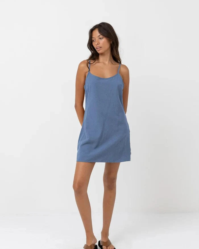 Rhythm Womens Rhythm Classic Slip Dress - Steel Blue Rhythm Classic Slip Dress - Steel Blue Splash Swimwear Dresses