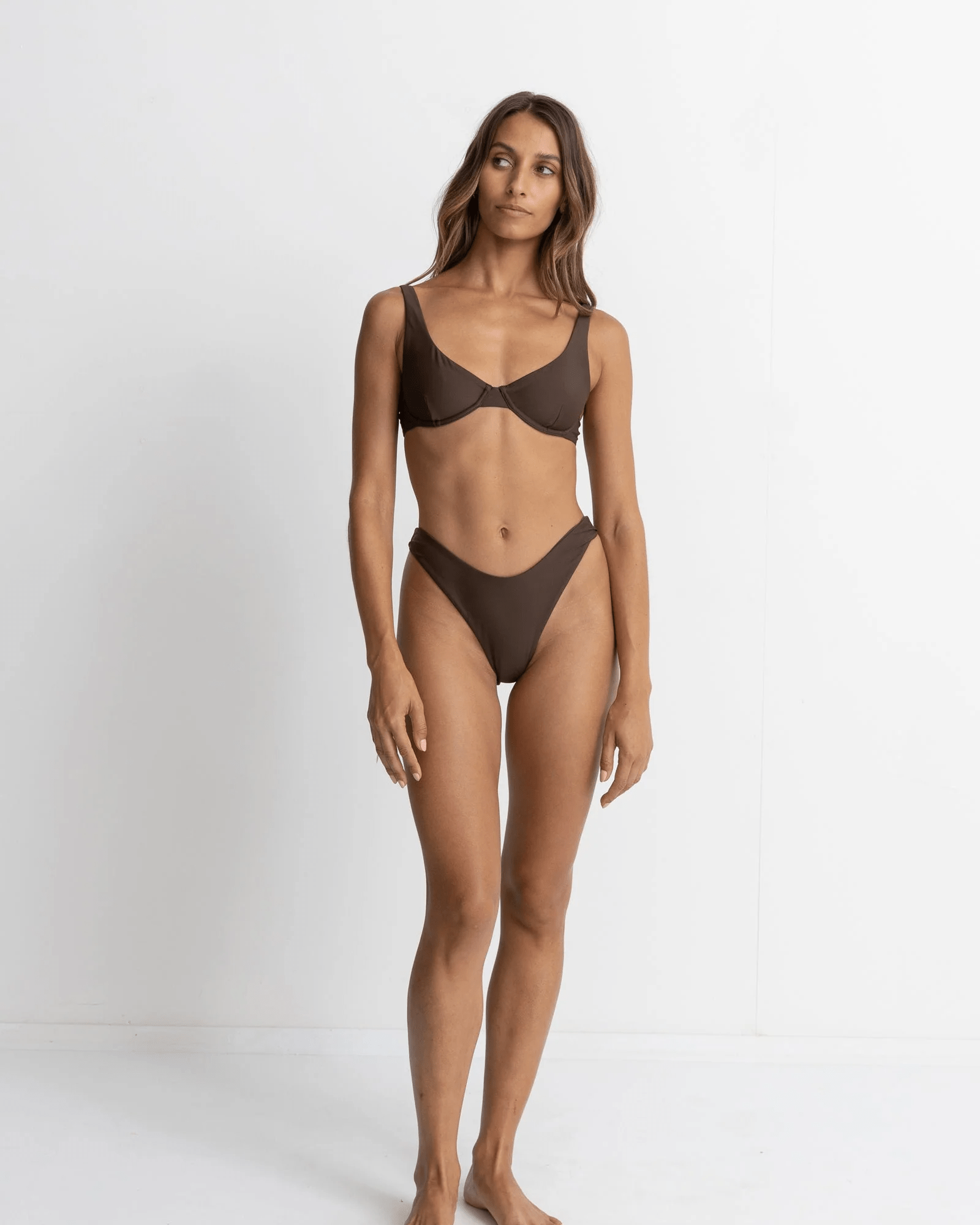 Rhythm Womens Rhythm Classic Underwire Top- Chocolate Rhythm Classic Underwire Top- Chocolate Splash Swimwear Dresses