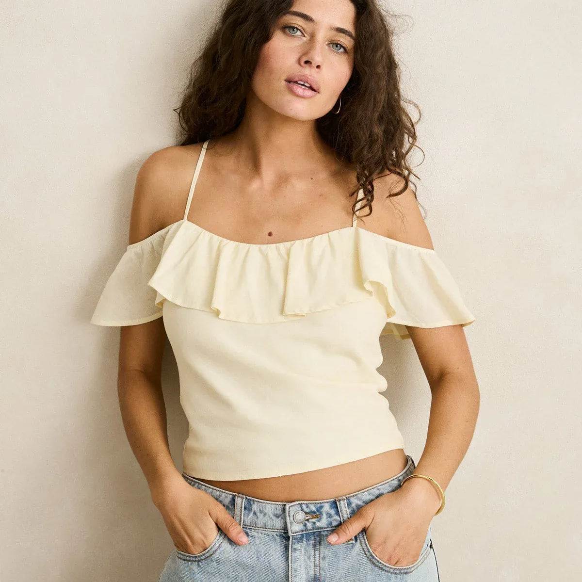 Rhythm Womens Rhythm Gigi Top CD25W-FT60-CRE Rhythm Gigi Top Splash Swimwear Clothing Top Cream / 6 9360397382525