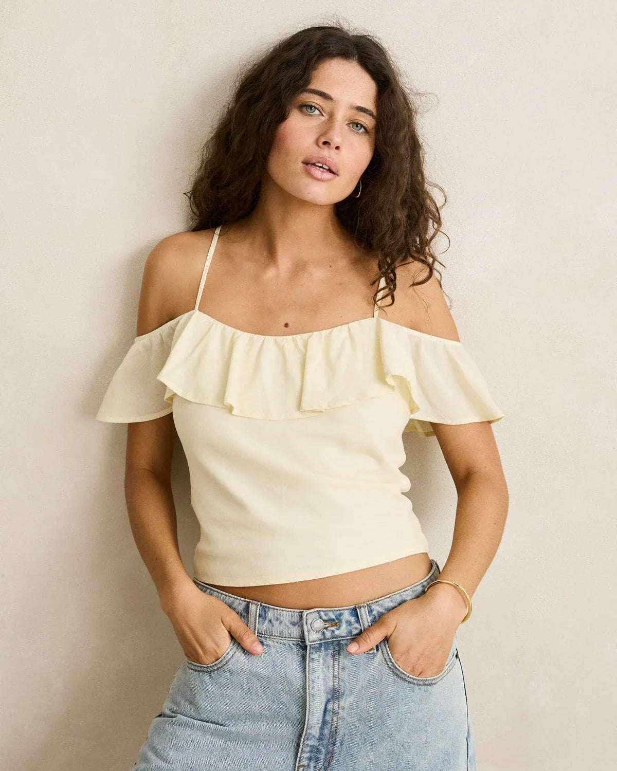 Rhythm Womens Rhythm Gigi Top CD25W-FT60-CRE Rhythm Gigi Top Splash Swimwear Clothing Top Cream / 6 9360397382525