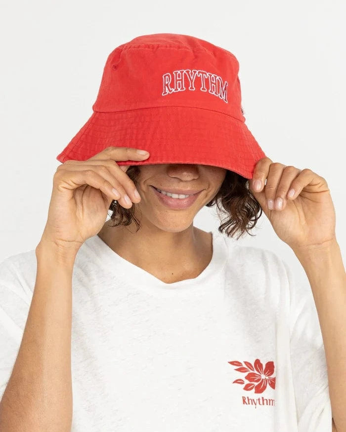 Rhythm Womens Rhythm Leilani Bucket Hat - Cherry 0725W-HW04-CHE Rhythm Leilani Bucket Hat - Cherry Splash Swimwear Hats OS