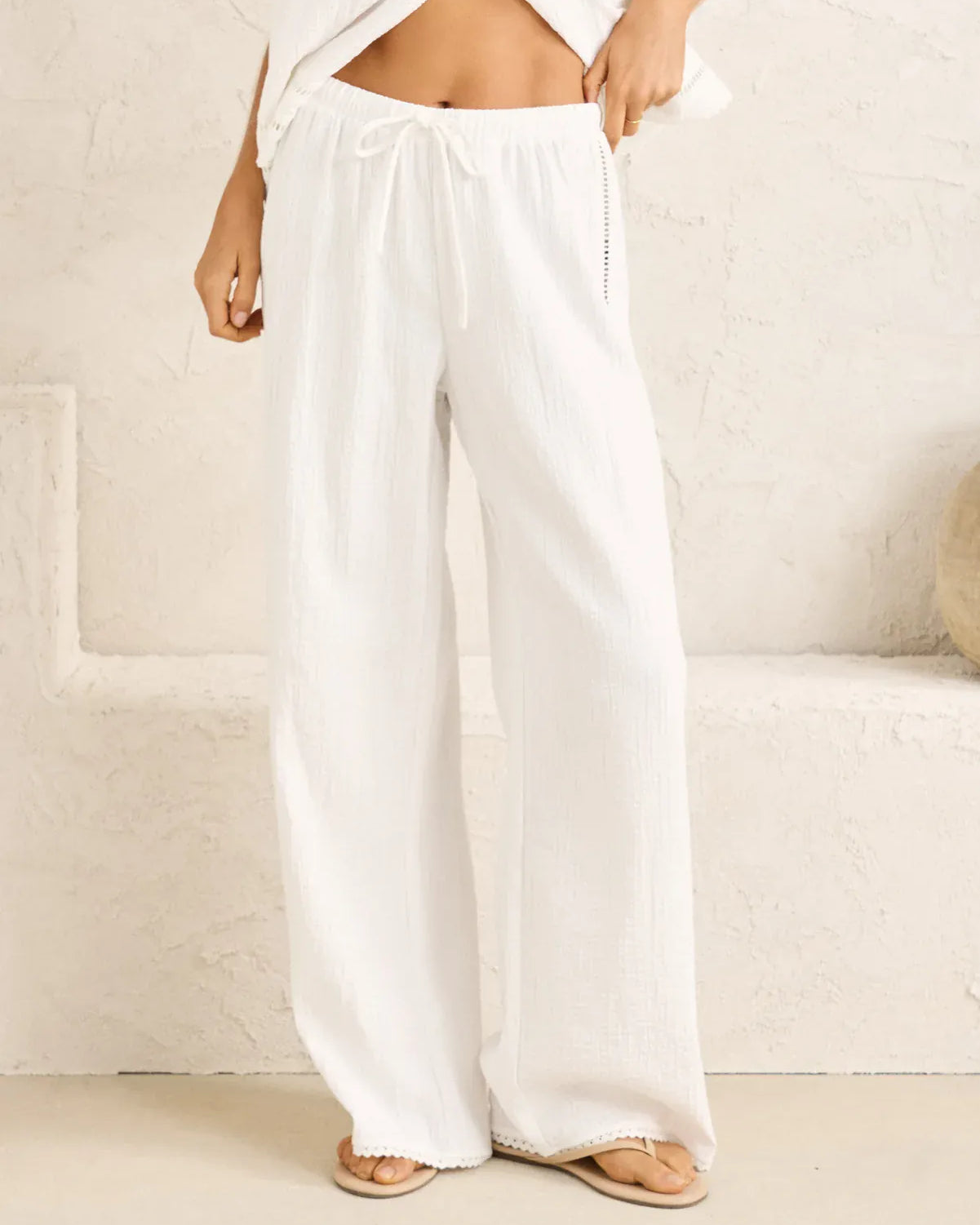 Rhythm Womens Rhythm Macy Scallop Pant - White Rhythm Macy Scallop Pant - White Splash Swimwear Womens Pants