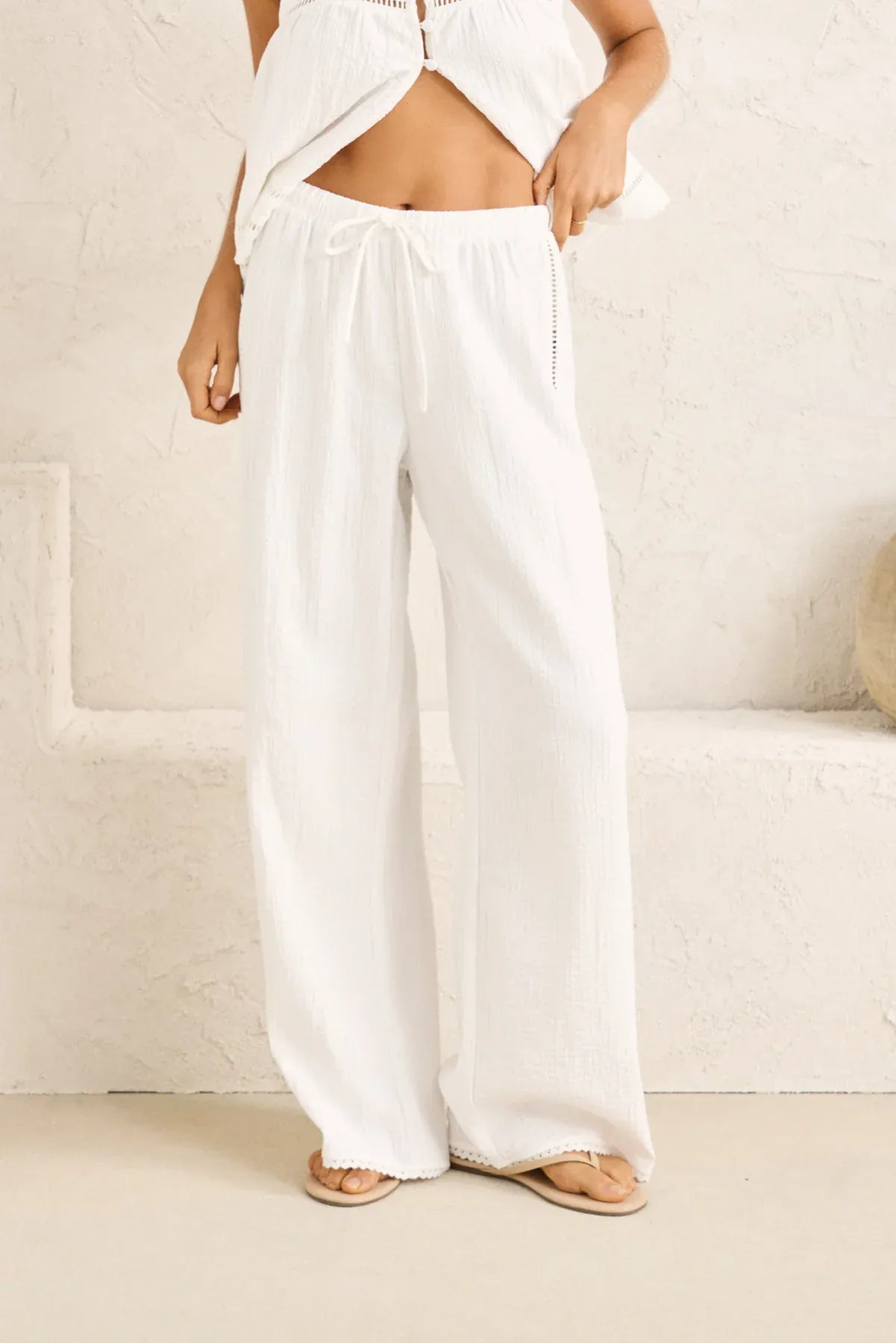 Rhythm Womens Rhythm Macy Scallop Pant - White Rhythm Macy Scallop Pant - White Splash Swimwear Womens Pants