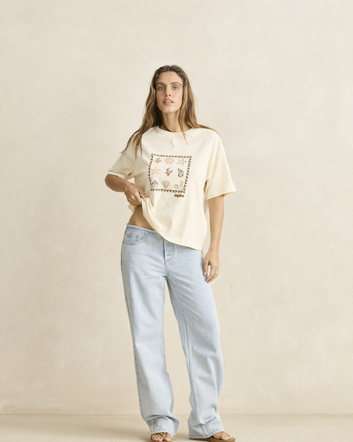 Rhythm Womens Rhythm Sea Ranch Shell Tee - Vintage White Rhythm Sea Ranch Shell Tee Vintage White Splash Swimwear Womens Tees
