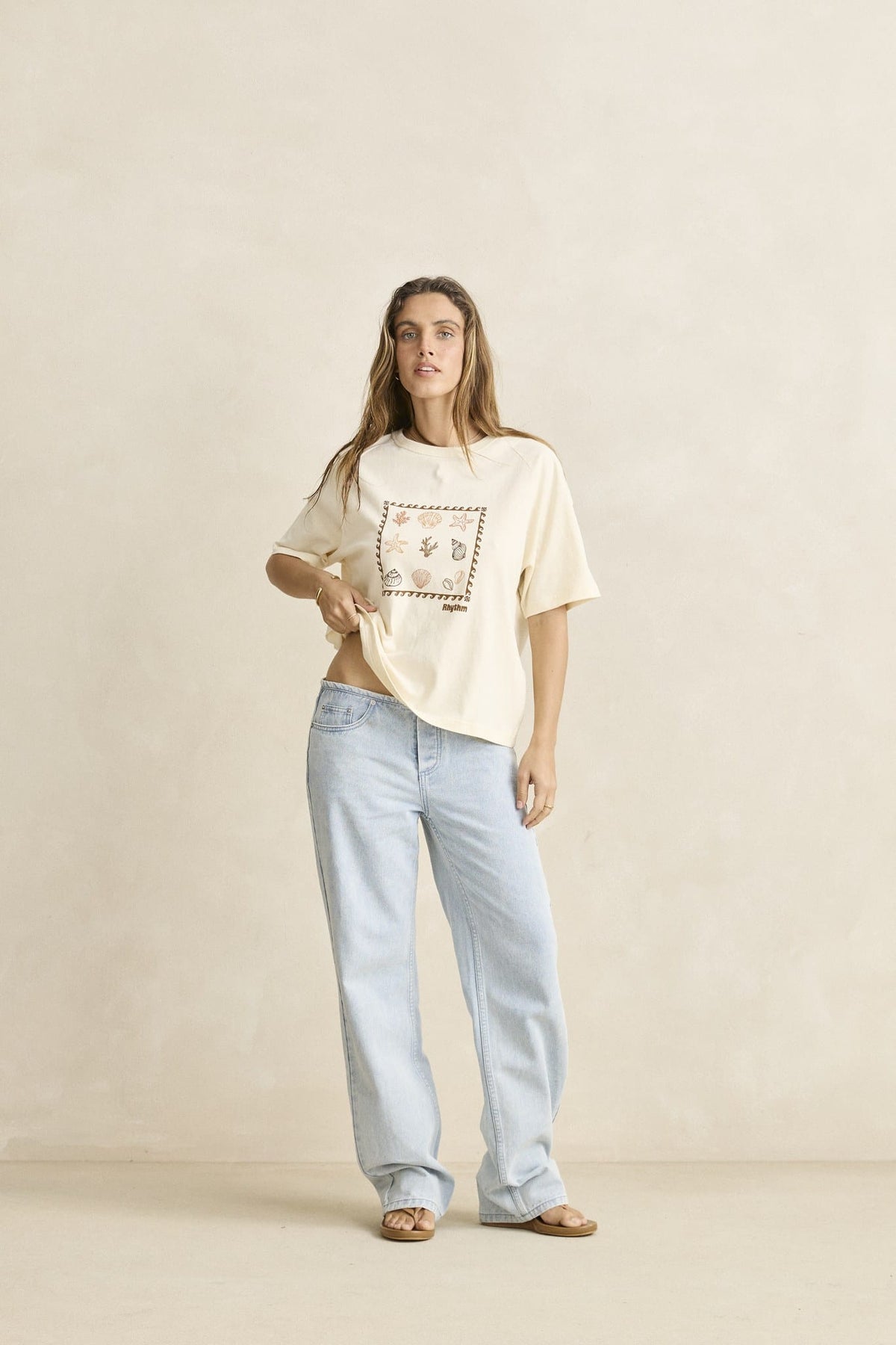 Rhythm Womens Rhythm Sea Ranch Shell Tee - Vintage White Rhythm Sea Ranch Shell Tee Vintage White Splash Swimwear Womens Tees