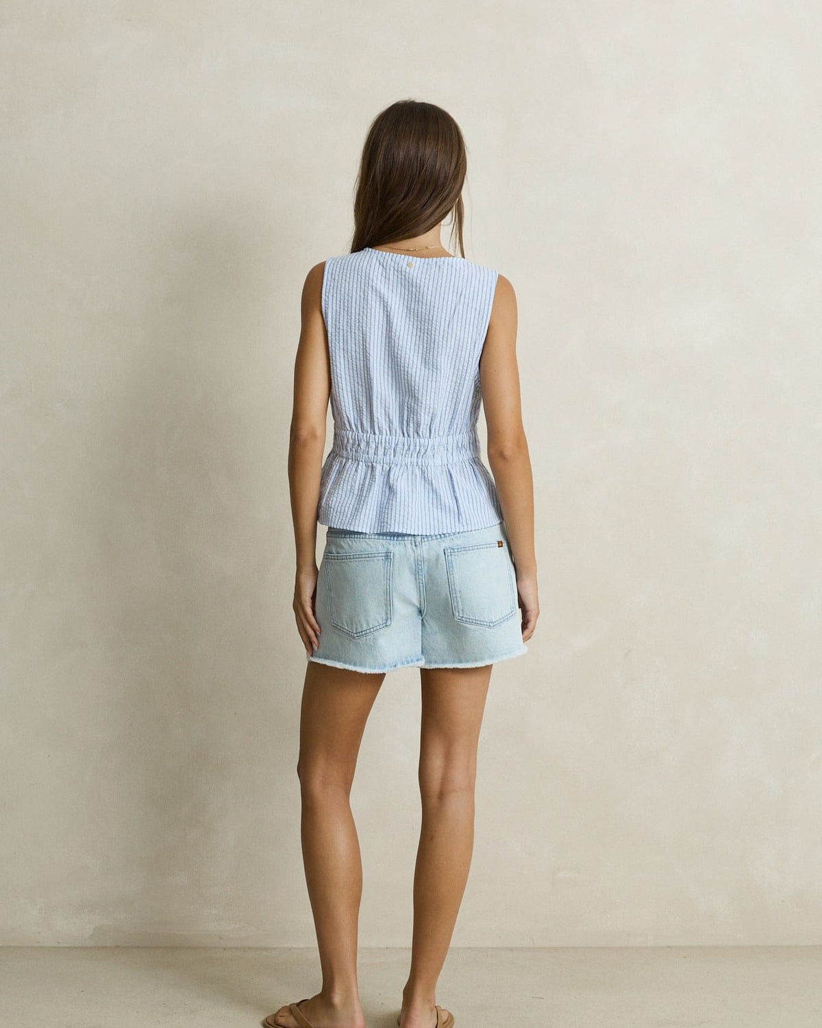 Rhythm Womens Rhythm Wanderer Denim Short - Light Wash Rhythm Wanderer Denim Short Light Wash Splash Swimwear Shorts