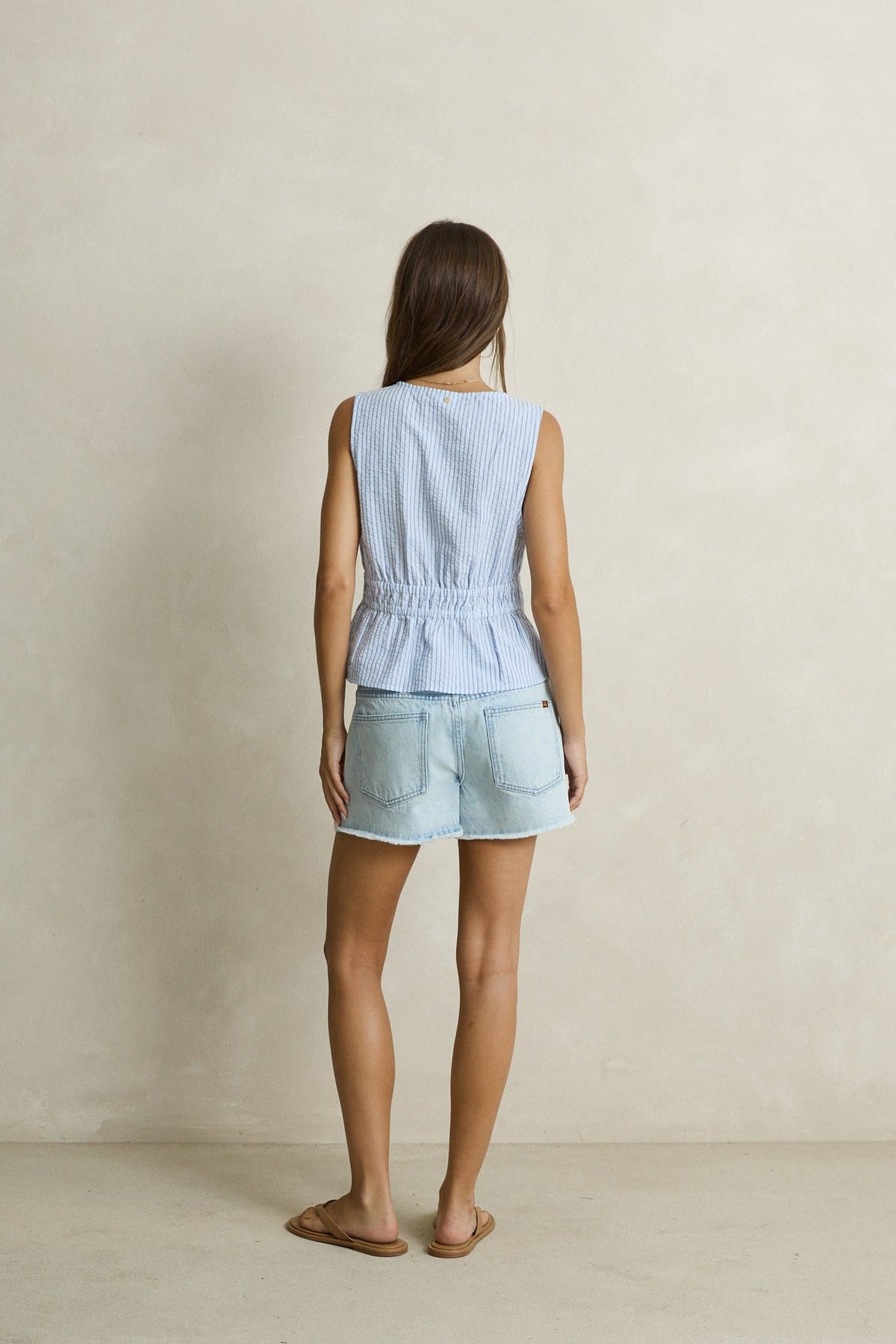 Rhythm Womens Rhythm Wanderer Denim Short - Light Wash Rhythm Wanderer Denim Short Light Wash Splash Swimwear Shorts