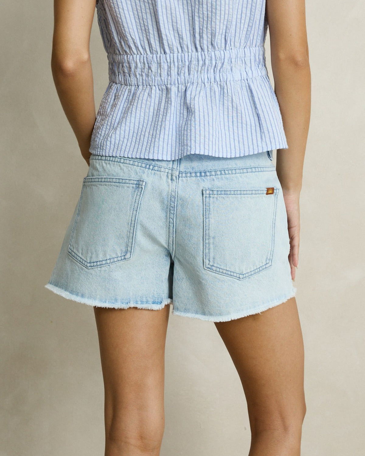Rhythm Womens Rhythm Wanderer Denim Short - Light Wash Rhythm Wanderer Denim Short Light Wash Splash Swimwear Shorts