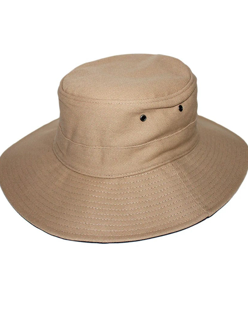 Rigon Headwear Alan Cricket Hat RG80 Cancer Council Alan Cricket Hat Splash Swimwear Hats Khaki/Navy / L (59cm) 9328897006136
