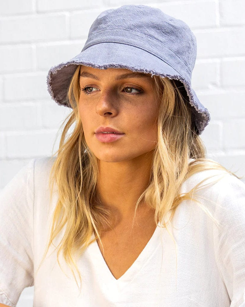 Rigon Headwear Ava Linen Bucket Hat RL826 Splash Swimwear Hats Blue 9328897023683