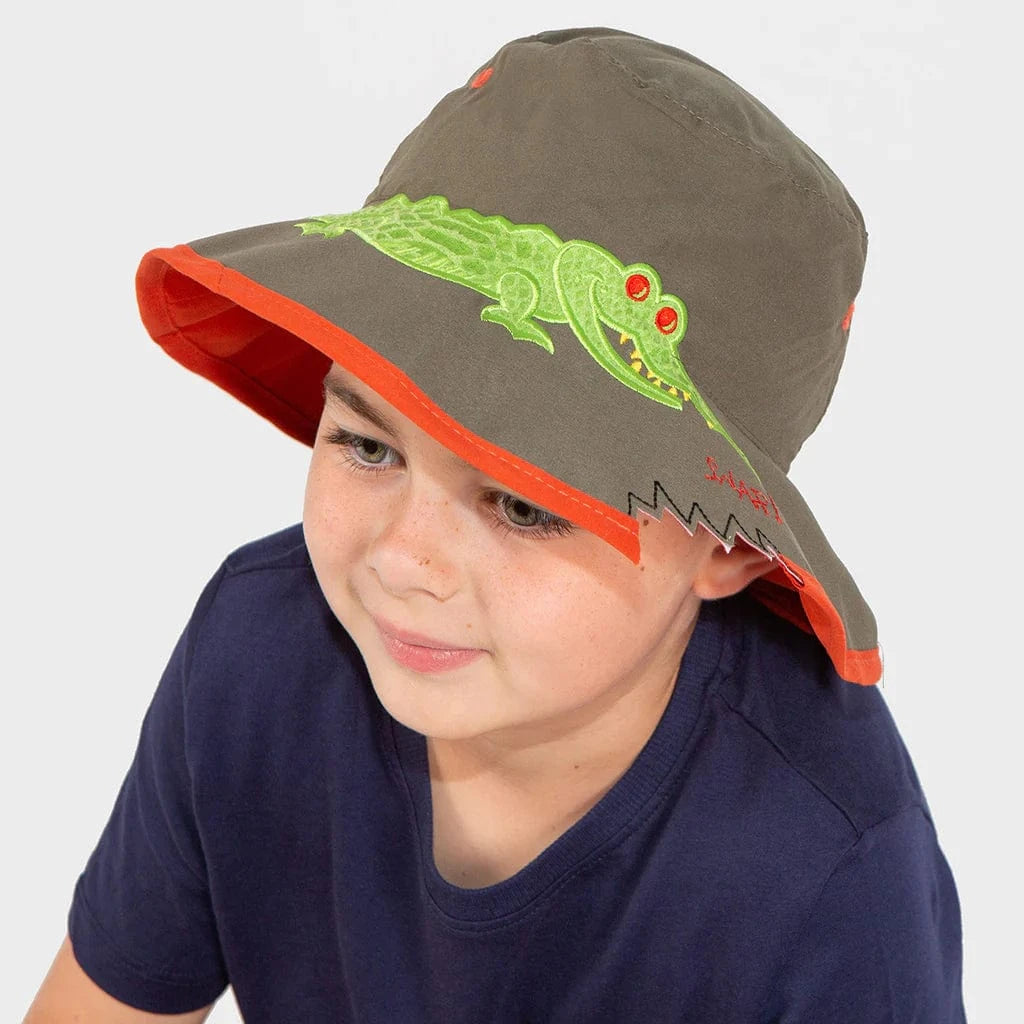 Rigon Headwear Awesome Wide Brim Bucket Rigon Headwear Awesome Wide Brim Bucket - Khaki Croc Splash Swimwear kids hats Khaki Croc / 52 cm