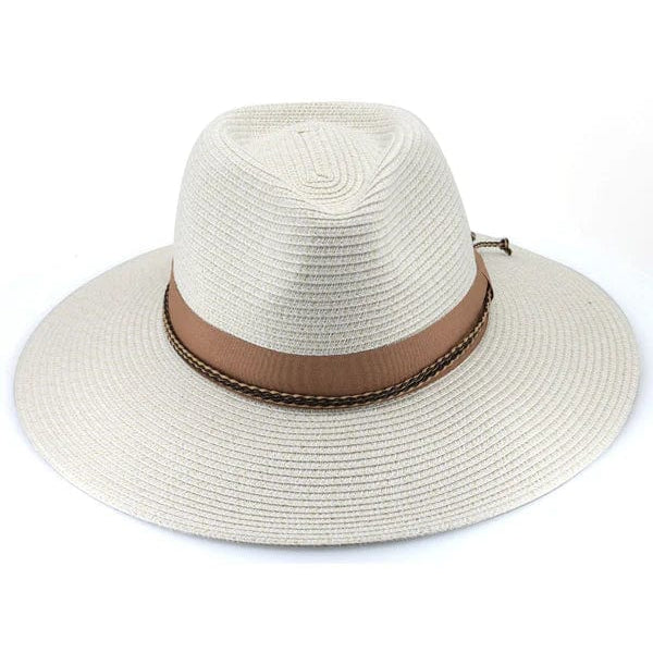 Rigon Headwear Bahama Fedora TM599 Tina M Bahama Fedora Splash Swimwear Hats Ivory / Nutmeg / M/L 9328897042127