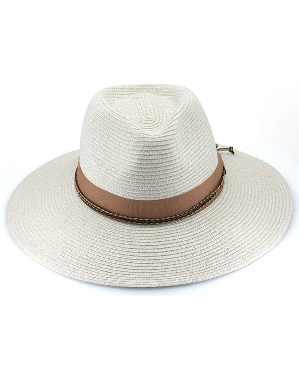 Rigon Headwear Bahama Fedora TM599 Tina M Bahama Fedora Splash Swimwear Hats Ivory / Nutmeg / M/L 9328897042127