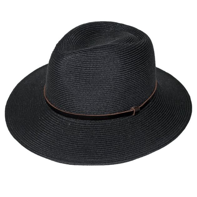 Rigon Headwear Cancer Council Cafe Darby Fedora RM615 Splash Swimwear Hats Ash Black / S/M (55cm) 9328897029807