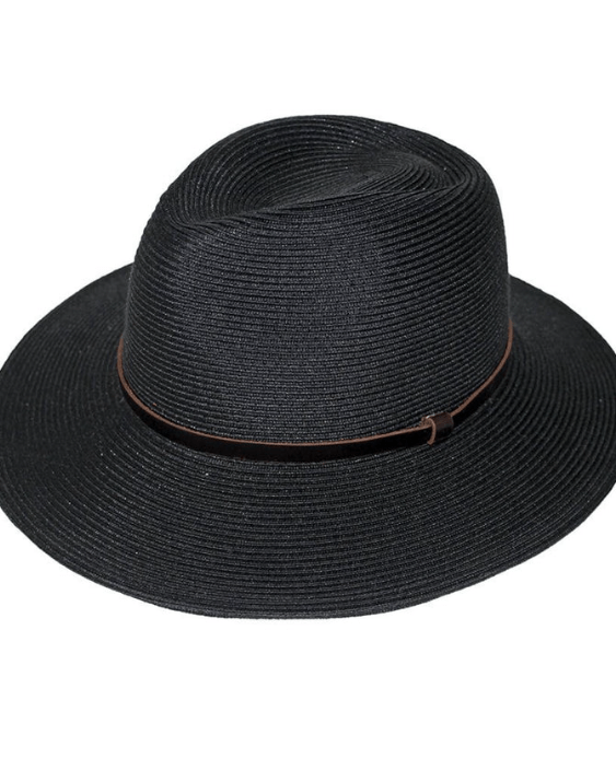 Rigon Headwear Cancer Council Cafe Darby Fedora RM615 Splash Swimwear Hats Ash Black / S/M (55cm) 9328897029807