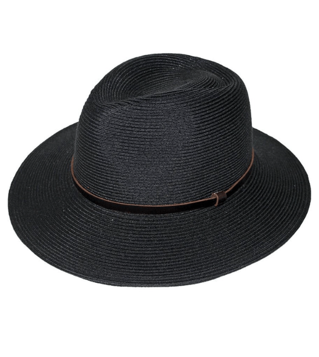 Rigon Headwear Cancer Council Cafe Darby Fedora RM615 Splash Swimwear Hats Ash Black / S/M (55cm) 9328897029807