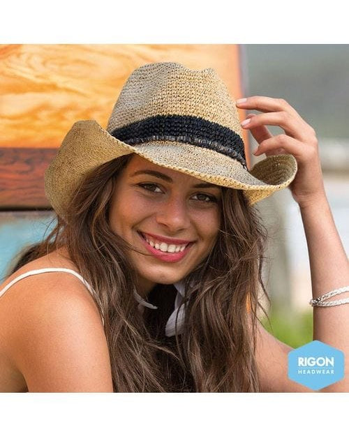 Rigon Headwear Castaway Handwoven Raffia Cowboy Splash Swimwear Hats
