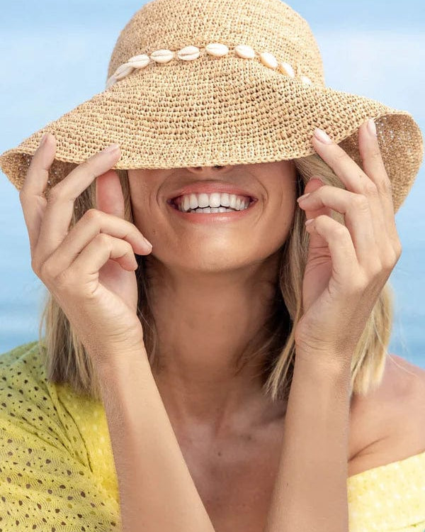 Rigon Headwear Hali Breton - Natural/Puka Shell TM693 Tina M Chia Cloche Hat - Old Rose Splash Swimwear Hats M/L (58cm) 9328897042233