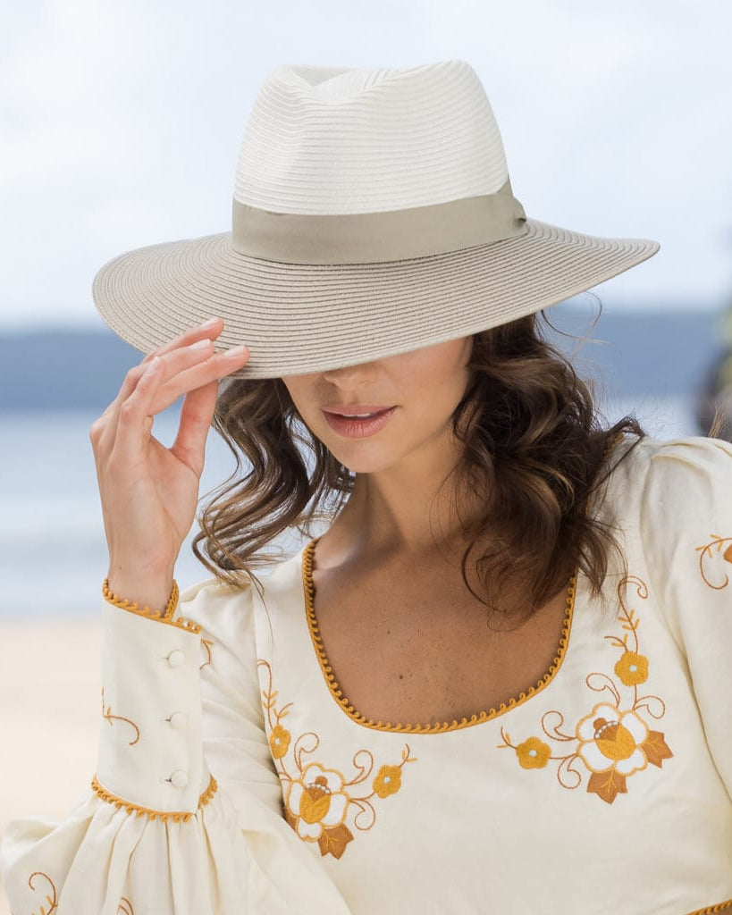 Rigon Headwear Kristina Fedora - Mixed Ivory/Khaki BD655 Kristina Fedora - Mixed Ivory/Khaki Splash Swimwear Hats M/L (58cm) 9328897047924