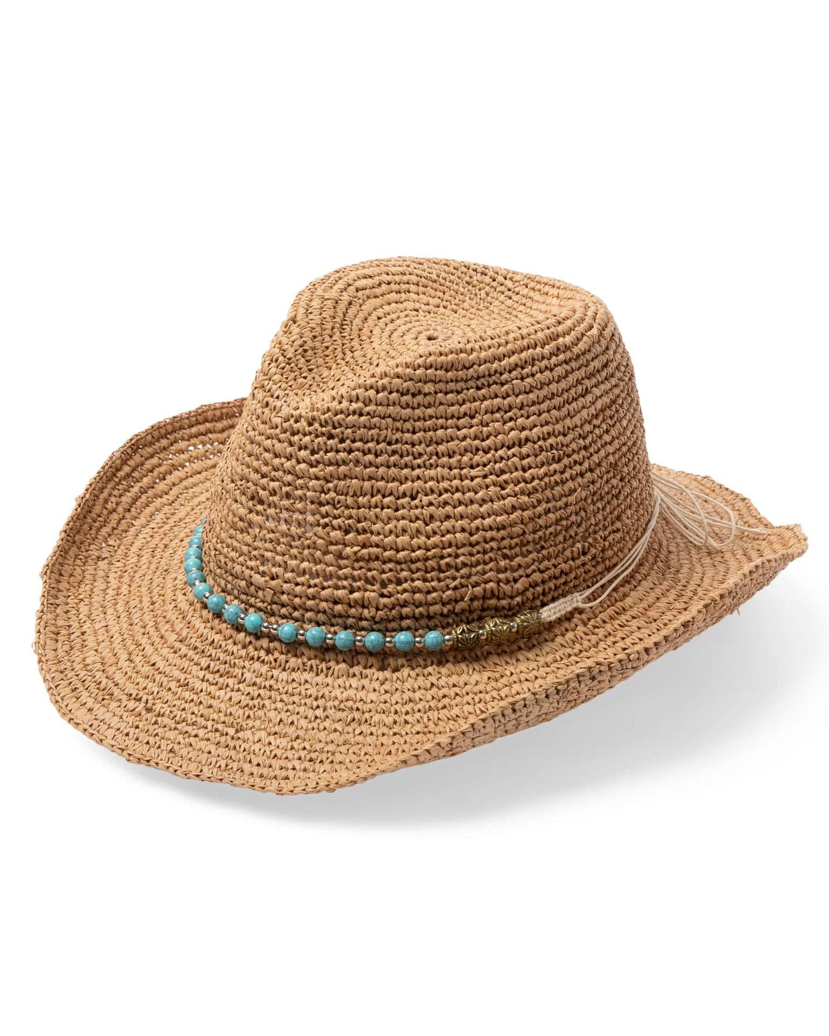 Rigon Headwear Tina Cowboy - Natural/Turquoise 7865 Before Dark Flexibraid Hat Splash Swimwear M/L (58cm) 9328897025601