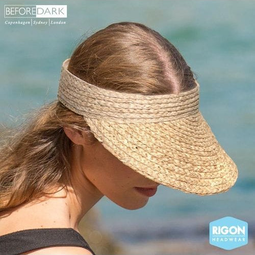 Rigon Headwear Tina M Noosa Raffia Visor Hat TM515 Splash Swimwear Hats NATURAL / M/L 9328897014360