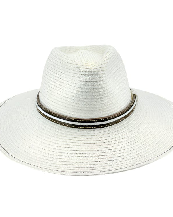 Rigon Headwear Tina M St Tropez Wide Brim Fedora TM699A Tina M Bahama Fedora Splash Swimwear Hats Ivory / M/L 9328897035600