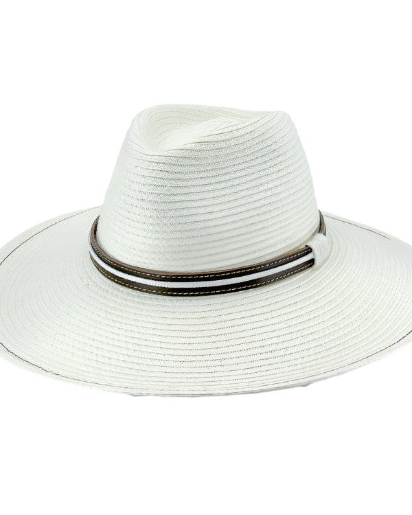 Rigon Headwear Tina M St Tropez Wide Brim Fedora TM699A Tina M Bahama Fedora Splash Swimwear Hats Ivory / M/L 9328897035600