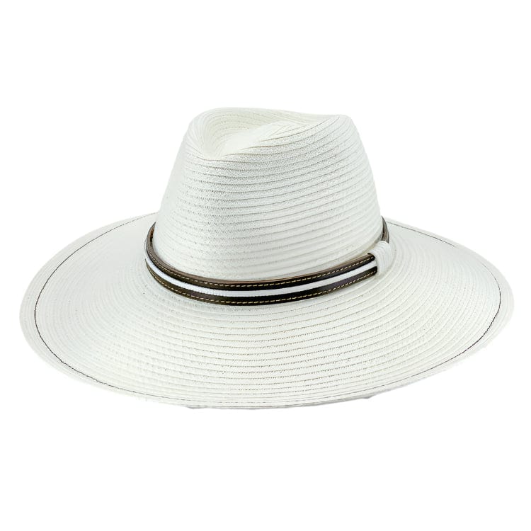 Rigon Headwear Tina M St Tropez Wide Brim Fedora TM699A Tina M Bahama Fedora Splash Swimwear Hats Ivory / M/L 9328897035600